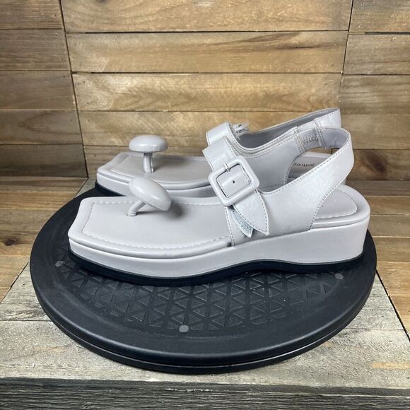 Jeffrey Campbell Women’s Size 6 Vanderbilt Toe Post Gray Sandals Square Toe - Picture 3 of 10